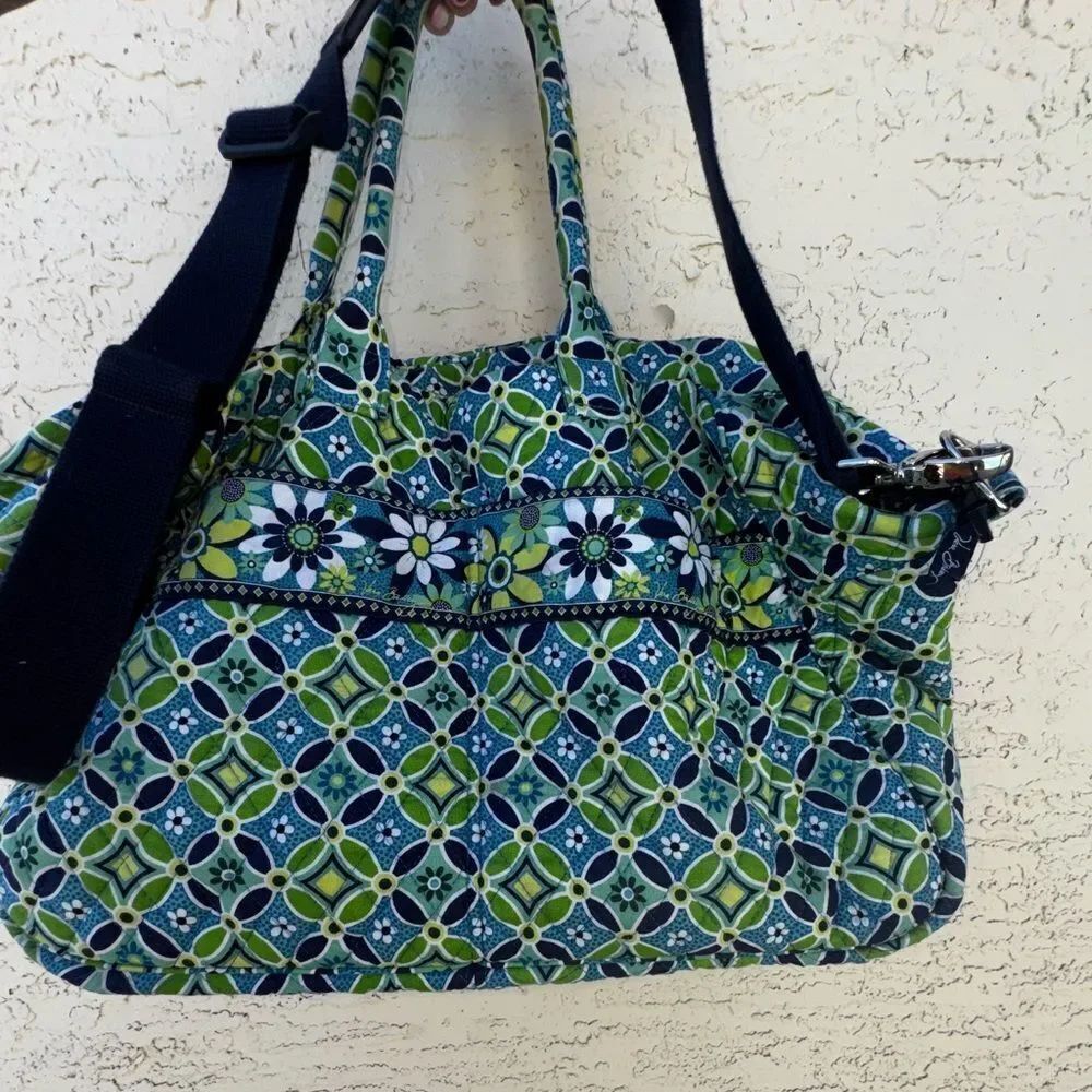 Vera Bradley Weekender Bag Floral Patterned Blue & Green with adjustable…